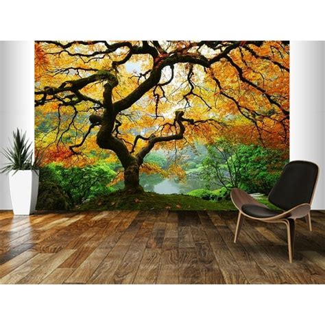 Startonight Mural Wall Art Maple Tree, Illuminated Landscape Large ...