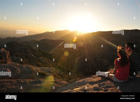 Tourists at Windy Point Vista on Mount Lemmon, Tucson, Arizona, USA ...