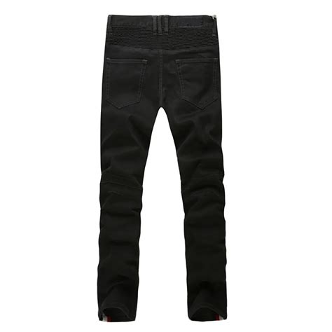 Pleated Black Denim Jeans 2015 Men Fashion Brand Slim Straight Jeans ...