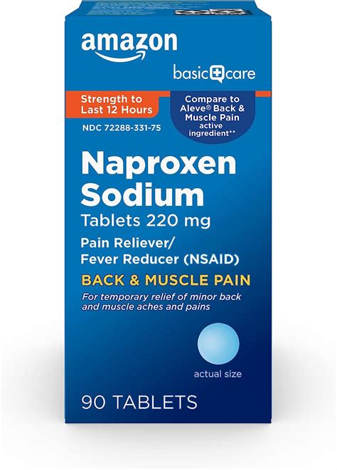 Buy Amazon Basic Care Back & Muscle Pain Naproxen Sodium Tablets, 220 ...