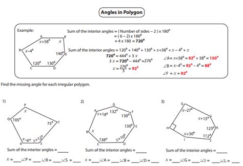 Polygon Interior Angle Sum Theorem Worksheet