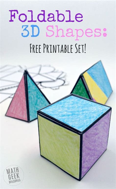 Foldable 3D Shapes (FREE Printable Nets!) | Math geek, Math art ...