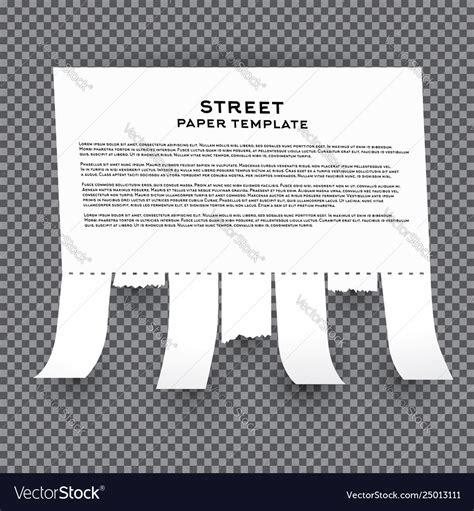 Tear off stripes paper sheet on transparent Vector Image