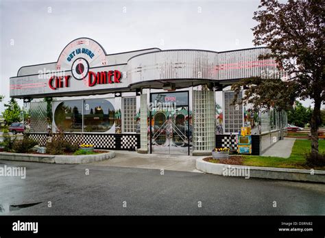 Exterior view of retro design stainless steel City Diner, Anchorage ...