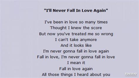 I'll never fall in love again - YouTube