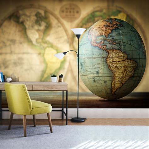 World Map Wallpaper DDS243 – Red and Wine Decor