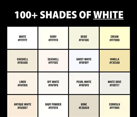 100+ Shades of White Color (Names, HEX, RGB & CMYK Codes) – CreativeBooster