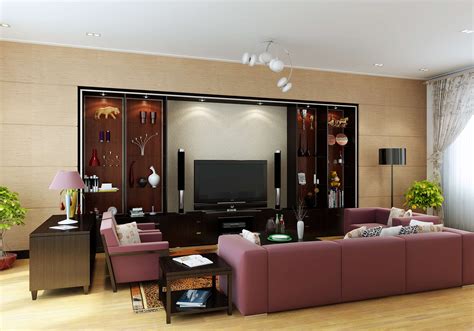 Living Hall with Wall Showcase 3D Model MAX | CGTrader.com