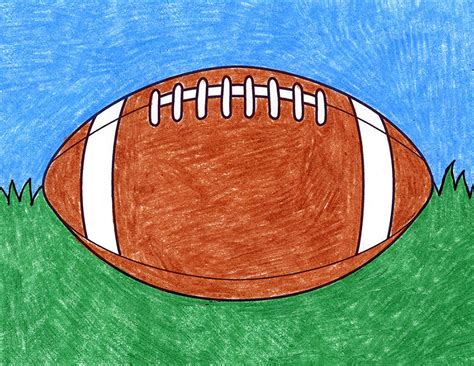 Easy How to Draw a Football Tutorial video and Coloring Page