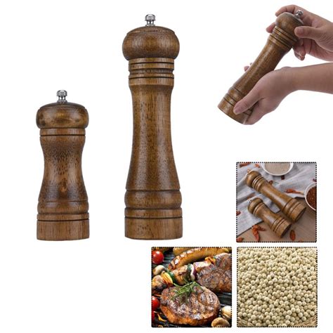 Salt and Pepper Mills, Solid Wood Pepper Mill with Strong Adjustable ...