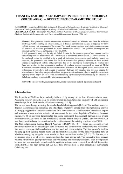 (PDF) VRANCEA EARTHQUAKES IMPACT ON REPUBLIC OF MOLDOVA (SOUTH AREA): A ...