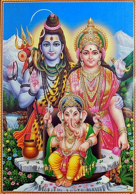 Buy Shiva, Parvati with Ganesha Poster | Lord shiva painting, Shiva art ...