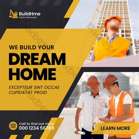 Construction Social Media Post Or Web Banner Ad Template Design | AI ...