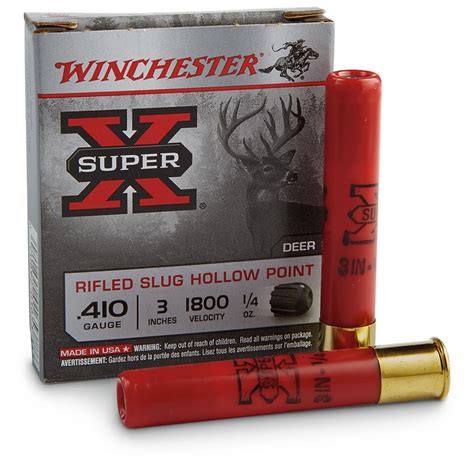 Winchester Super-X, 410 Gauge, 3", 1/4 oz., Rifled Slugs - 95657, 410 ...