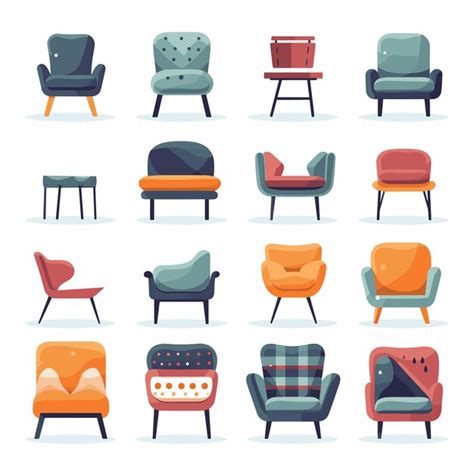 Premium Vector | Furniture for the home icons set armchair sofa chair ...