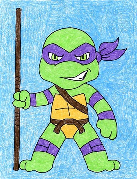 Easy How to Draw Ninja Turtles Tutorial Video and Coloring Page