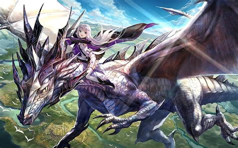 720P free download | Dragon rider, fantasy, purple, rider, girl, anime ...