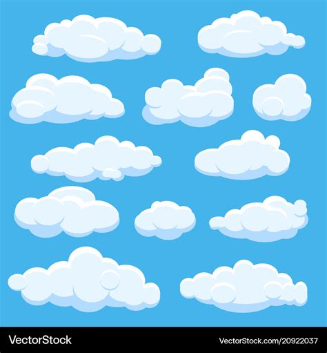 Cartoon clouds on blue sky Royalty Free Vector Image