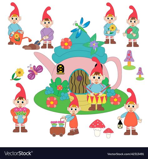 Garden gnome characters Royalty Free Vector Image