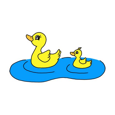 How to Draw a Duck and Ducklings - Step by Step Easy Drawing Guides ...