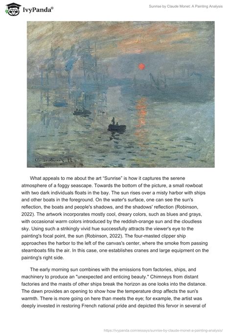 Sunrise by Claude Monet: A Painting Analysis - 314 Words | Critical ...