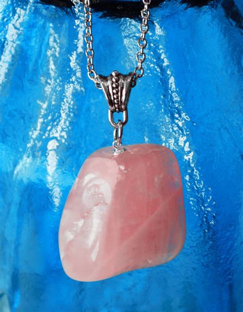 Rose Quartz Necklace, Healing Rose Quartz Necklace, Heart Chakra ...