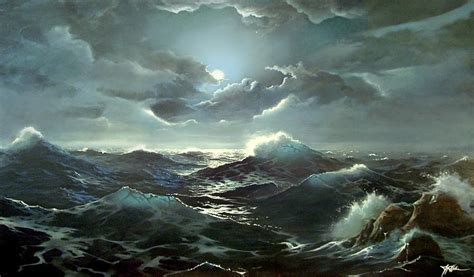 Stormy Night at Sea Painting by James R Hahn | Pixels