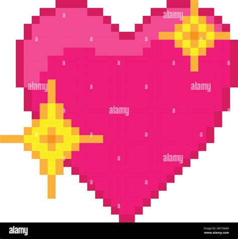 A clipart of a sparkling pink heart emoji with pixels isolated on the ...