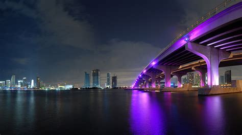 3840x2160 Resolution miami, night, bridge 4K Wallpaper - Wallpapers Den