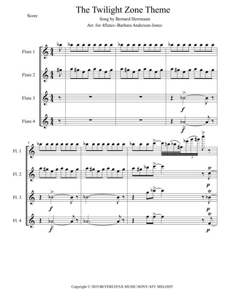 Twilight Zone Theme - Score Only (arr. Barbara Anderson-Jones) Sheet ...