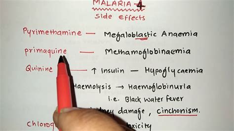 MALARIA | PART-4 | ANTIMALARIAL DRUGS SIDE EFFECTS | DOC | RRB ...