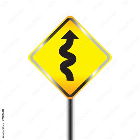 Traffic sign vector with winding road Stock Vector | Adobe Stock