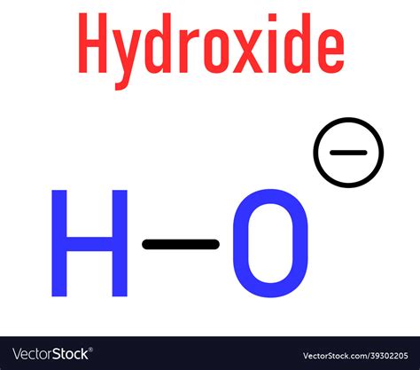 Hydroxide chemical structure skeletal formula Vector Image