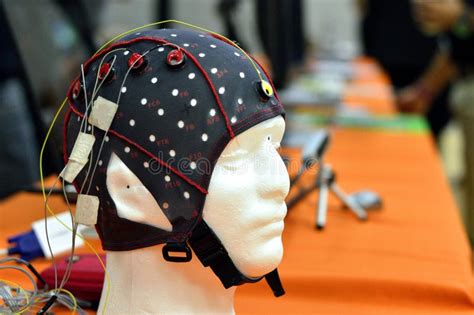 The Electroencephalogram EEG Head Cap with Flat Metal Discs Electrodes ...