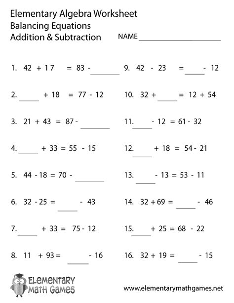 Algebra Solving Equations Worksheets