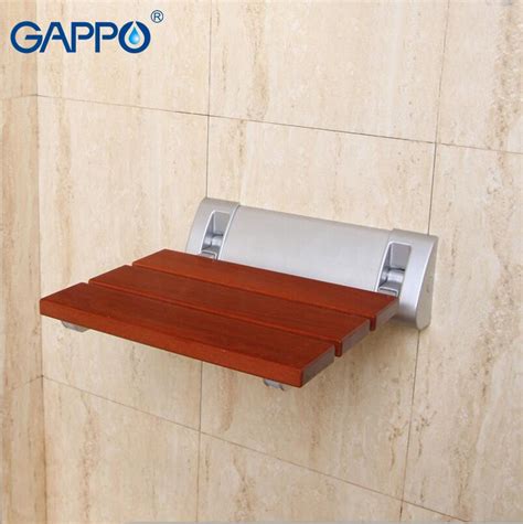 GAPPO Wall Mounted Shower Seats Solid wood folding chair shower folding ...