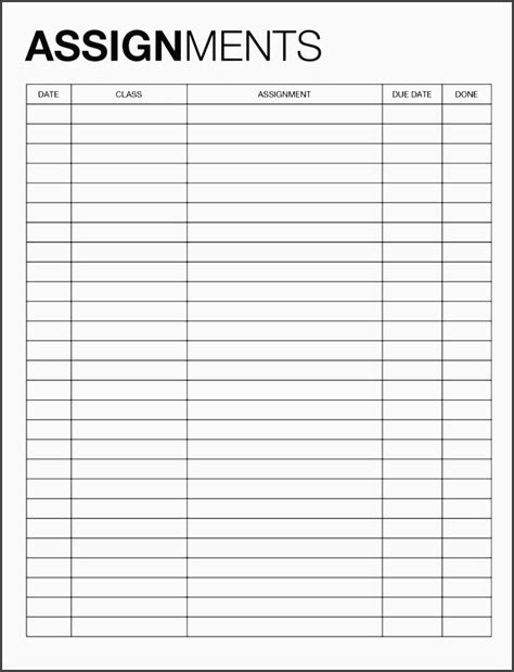 Assignment Planner Template - EARTHESSAY