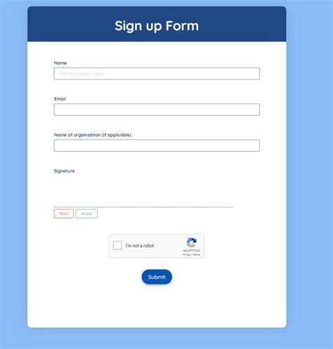 Sign Up Registration Form Template