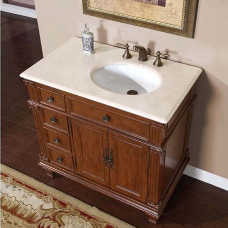 36 Inch Single Sink Bathroom Vanity with Cream Marfil Marble Counter ...