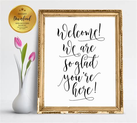 Welcome We Are So Glad You Are Here Wedding Welcome Sign | Etsy