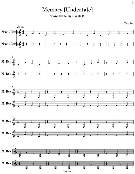 Memory [Undertale] - Sheet music for Music Box