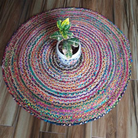 Bohemian Round Rugs Boho Area Rug Indian Hand Woven Colorful | Etsy