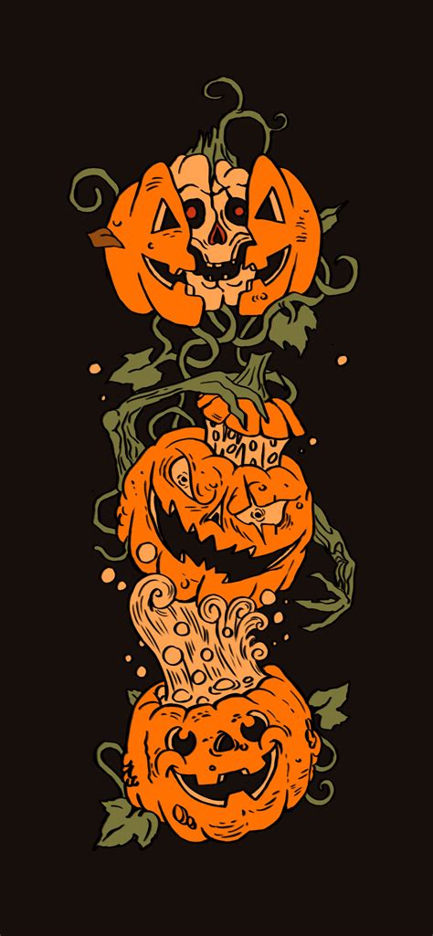 Scary Pumpkins Black Wallpaper - Aesthetic Halloween Wallpaper