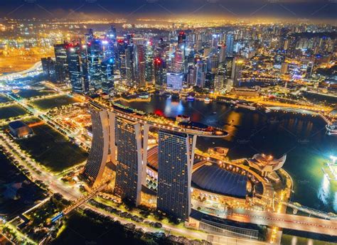 Aerial view of downtown singapore ci stock photo containing bridge and ...