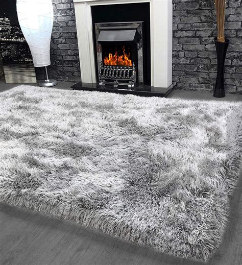 9cm Shaggy Silver Grey 160x230cm - Super Plush Soft Touch Shag Pile Rug ...