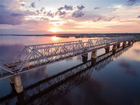 Premium Photo | Beautiful aerial view of the railway bridge across the ...