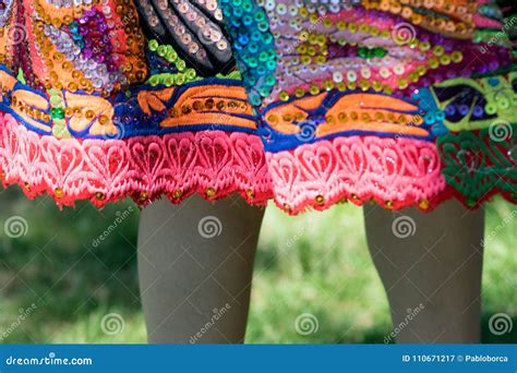 Woman Dancing Huayno Dance on White Background Stock Image - Image of ...