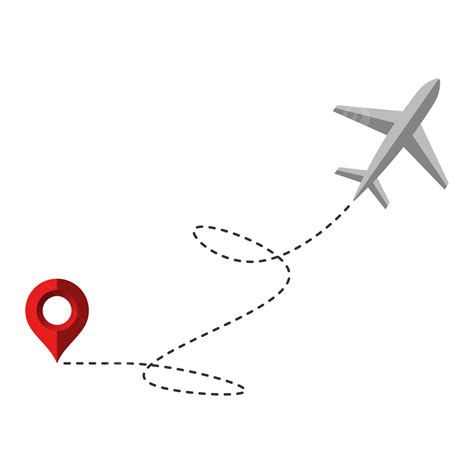 Flight Route With Location Pin Icon Vector Illustration, Flight, Route ...