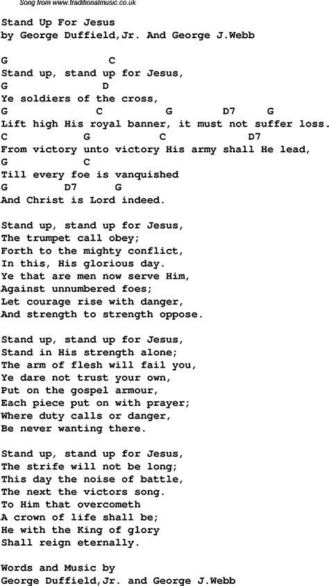 Stand Up For Jesus - Christian Gospel Song Lyrics and Chords