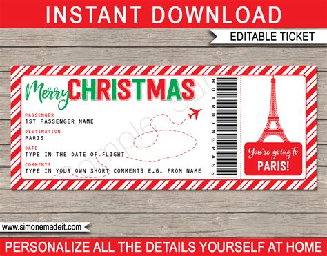 Surprise Trip to Paris Boarding Pass Christmas Gift | Paris Trip Reveal